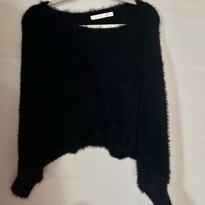 Altar'd State Midnight Black Fuzzy Poncho